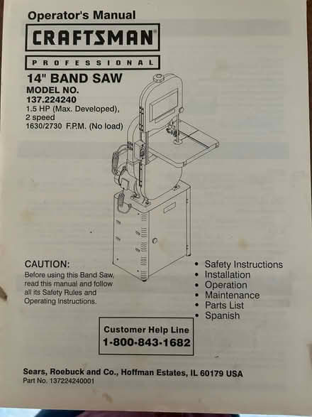 Photo of free 14 inch Craftsman bandsaw (Near fashion island) #2