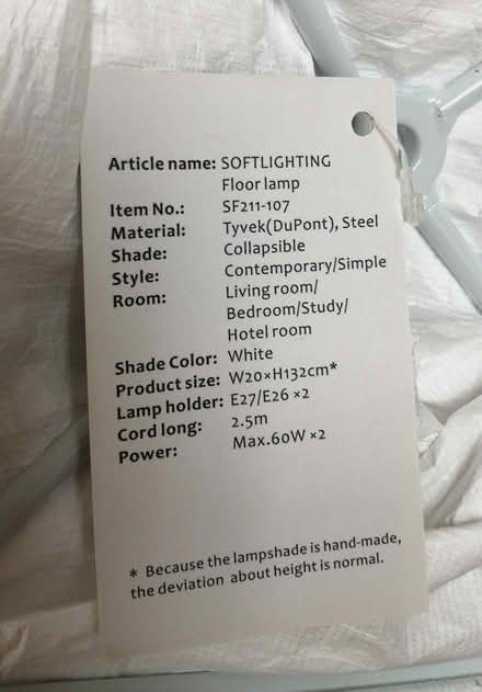 Photo of free Floor standing lamp (Potters Bar EN6) #1