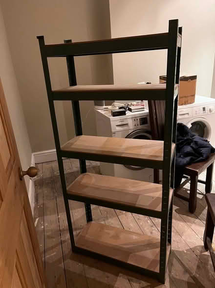 Photo of free Tall metal and wood shelves (SW11) #1