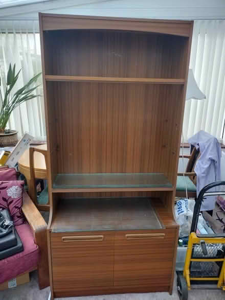 Photo of free Teak and glass display cabinet (Desborough Island TW17) #2