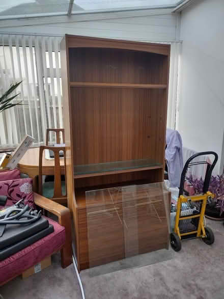 Photo of free Teak and glass display cabinet (Desborough Island TW17) #3