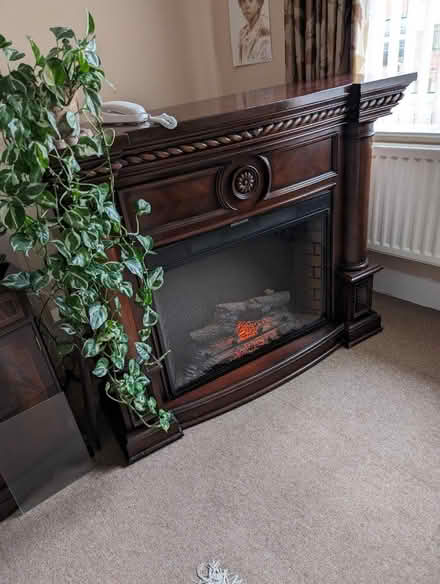 Photo of free very large mahogany free standing fireplace (Bedlington Station NE22) #1