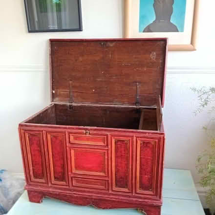 Photo of free Red painted wooden chest (Moorfields) #1