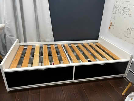 Photo of free Ikea twin bed frame with drawers (Wolfe and Evelyn) #1