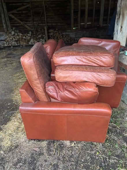 Photo of free 2 leather sofas (Gardeners Green RG40) #1