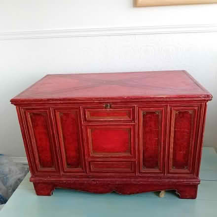 Photo of free Red painted wooden chest (Moorfields) #2