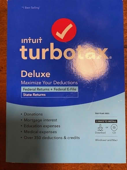 Photo of free Unused 2022 Turbotax Deluxe CD (2 blocks from Arlington Center) #3
