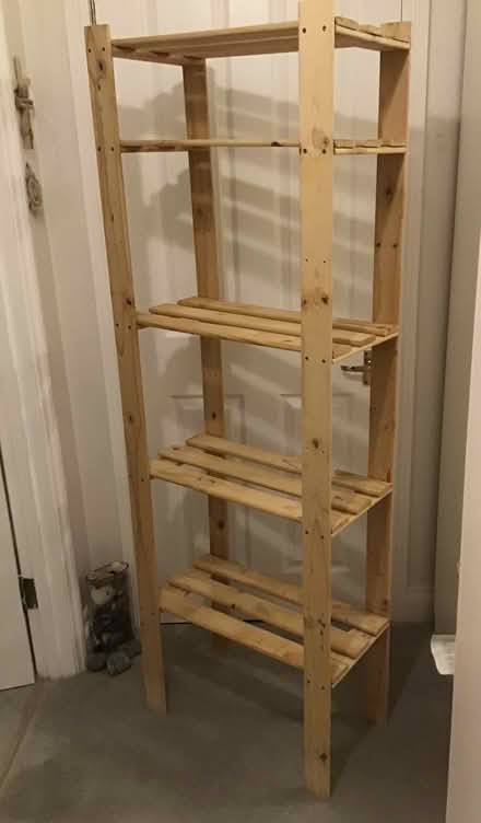 Photo of free Tall slatted wooden shelving (Horsham) #1