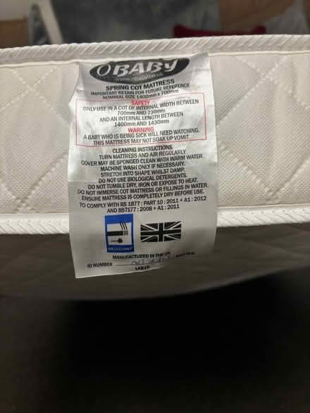 Photo of free Cotbed mattress (Clifton CA10) #1