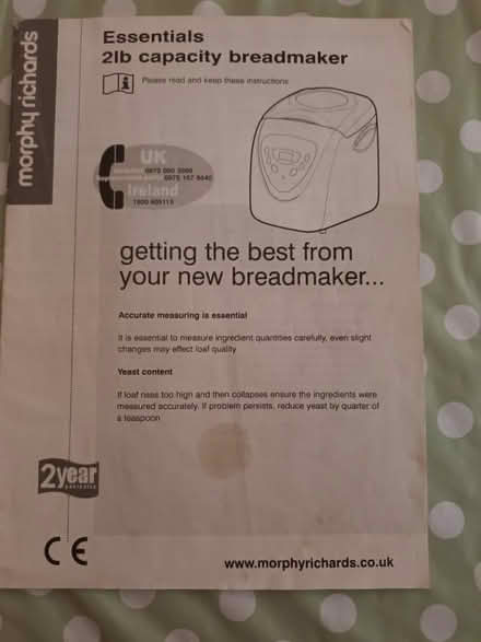 Photo of free Morphy Richards 2lb capacity breadmaker (Eastwick KT23) #2