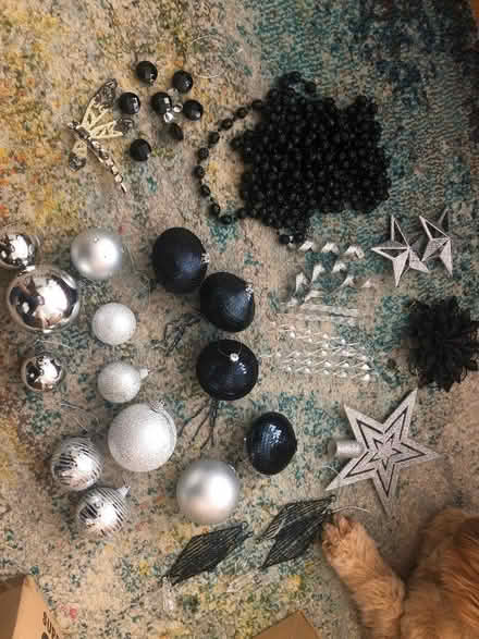 Photo of free Black-sliver Christmas decorations/garland and baubles (Higher Bebington CH63) #1