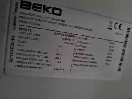 Photo of free Beko working fridge freezer (N8 hornsey) #4