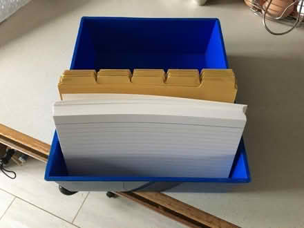 Photo of free Card index box with cards and dividers (Horsford NR10) #1