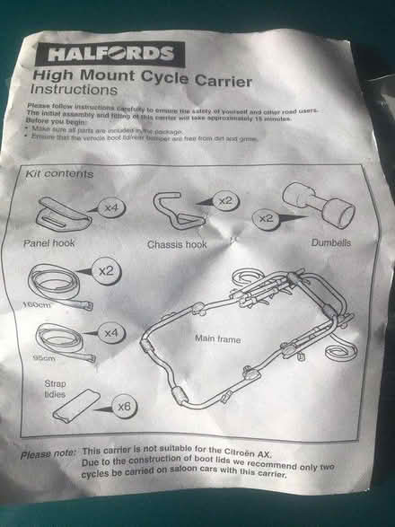 Photo of free Halfords High Mount Cycle Carrier (Chapeltown S35) #2