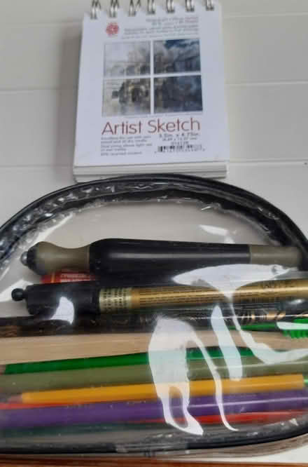 Photo of free Sketch pad and coloured pencils etc (Forest Green GL6) #1