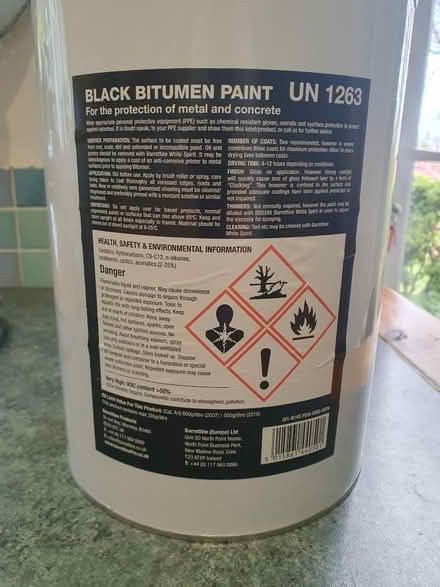 Photo of free Black Bitumen Paint, Barrettine, 5l (Roundwood AL5) #1
