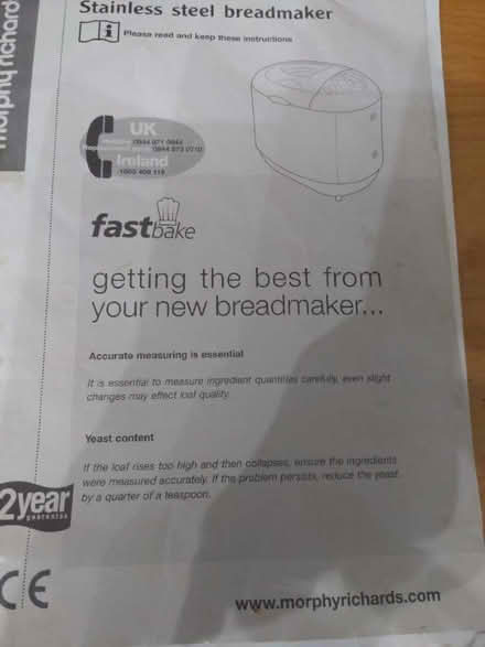 Photo of free Morphy Richards breadmaker (Stoneybank EH21) #1