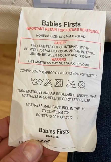 Photo of free Child's mattress size the photo (Widford CM1) #2