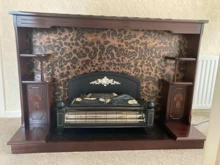 Photo of free 2 bar electric fire in a decorative mahogany surround (Longton PR4) #2