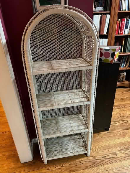 Photo of free white wicker shelving unit (Glen Mills) #1