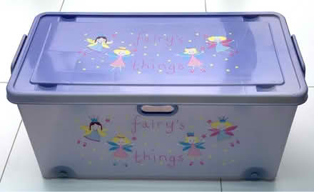 Photo of free Lilac storage box. Fairy graphics (Hockley, Essex) #1