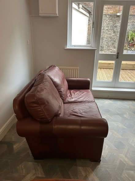 Photo of free Dark red faux leather Sofa (Loughborough Junction SE24) #1