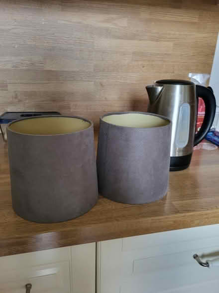 Photo of free 2 small grey lampshades (Liberton EH16) #1