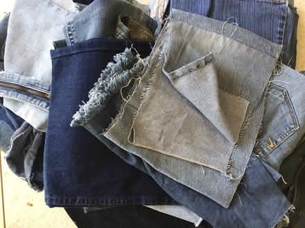 Photo of free Pile of jeans fabric remnants (Above downtown) #1