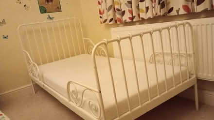 Photo of free White metal framed IKEA child's bed (Lower Sheering CM21) #2