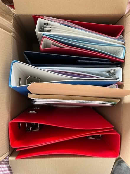 Photo of free Box of ring binders etc (Charmouth DT6) #1