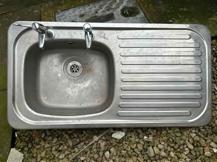 Photo of free Chrome kitchen sink with taps (Gorton, M18) #2