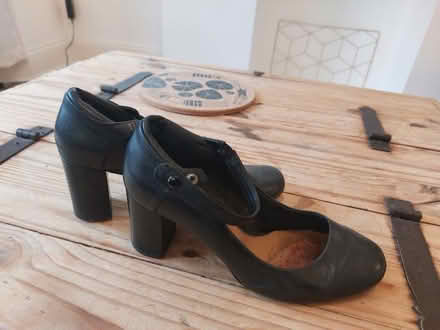 Photo of free Black leather Clarks heels size 6 wide fit (London Rd Station area BN1) #1
