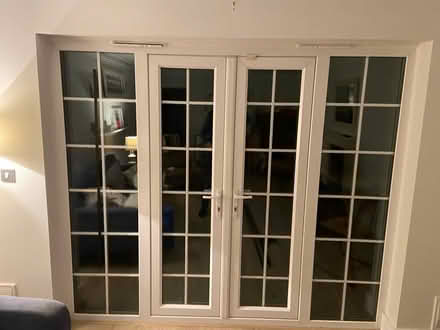Photo of free Curtain rail & white linen curtains (KT12 Elmbridge) #1