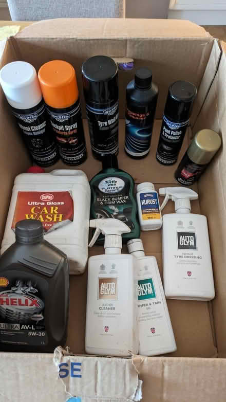 Photo of free Box of various car cleaning products. (Tewkesbury GL20) #1