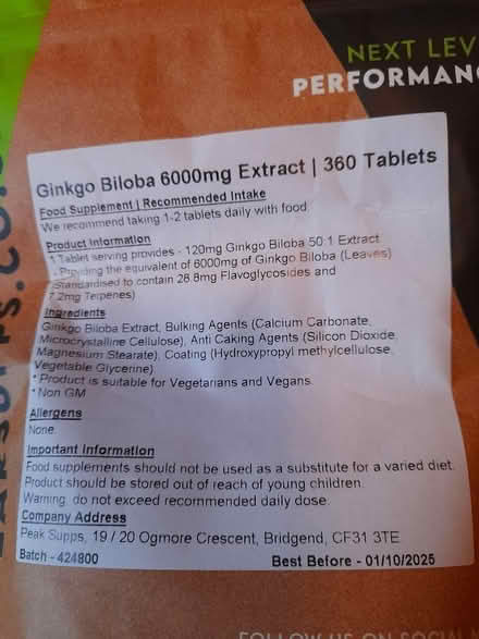 Photo of free Ginkgo Biloba 120mg capsules (Newmills KY12) #1