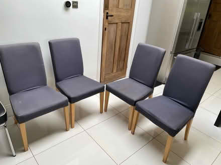 Photo of free Set of 4 dining chairs Blue fabric (Harrogate HG3) #1