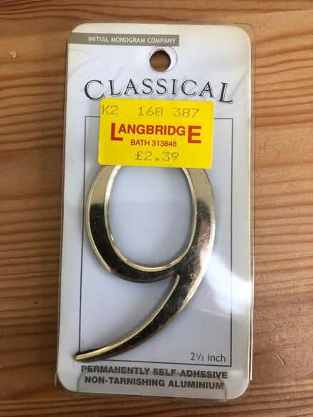 Photo of free Brass effect house number 9 (or 6 if you want) (Ensleigh) #1