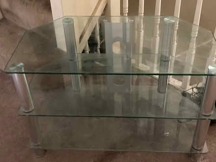 Photo of free Glass Corner TV unit with 2 shelves (Birmingham B28) #1