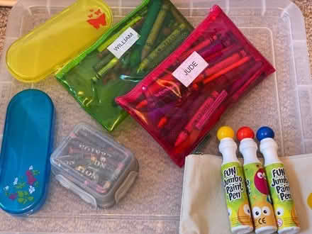 Photo of free Kids’ art stuff - crayons, paint pens (& 2 giant pencils) (London Rd, HW HP11) #1