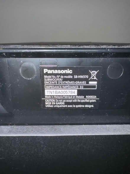 Photo of free Panasonic speakers and sub woofer (part missing) (Fairfield LA1) #3