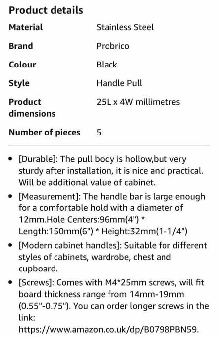 Photo of free T-bar black cabinet/cupboard handles x 2 (Hove BN3) #2