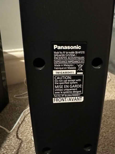 Photo of free Panasonic speakers and sub woofer (part missing) (Fairfield LA1) #2