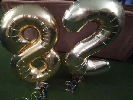 Photo of free Birthday balloons, gold foil, 8 and 2. 84cm/33inch tall. (University of Bath) #1