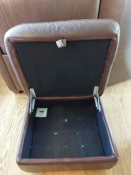 Photo of free Upcycle project large brown leather storage footstool (Aston OX18) #2