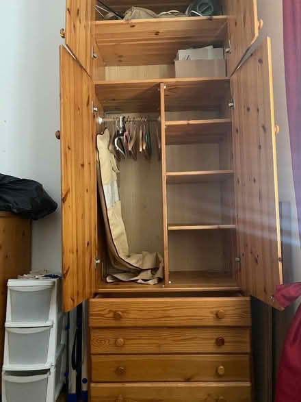 Photo of free Tall solid wood wardrobe (240h x 85w x 50d) (Acton W3) #2