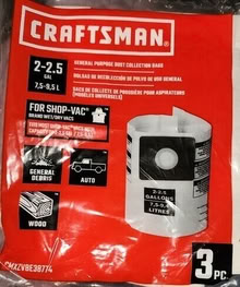 Photo of free 3-pack general purpose dust collection bags for 2-2.5G Shop-vac #2