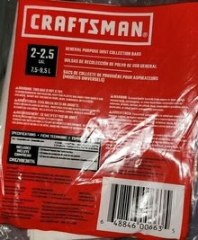 Photo of free 3-pack general purpose dust collection bags for 2-2.5G Shop-vac #1