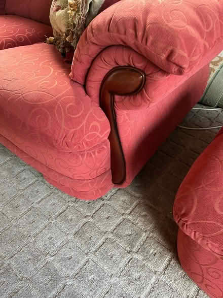 Photo of free Sofa red comfy with footstool (SK12) #2