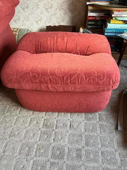 Photo of free Sofa red comfy with footstool (SK12) #3