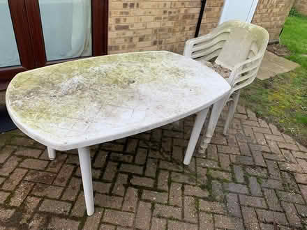 Photo of free White garden table and 4 chairs (Sittingbourne) #2
